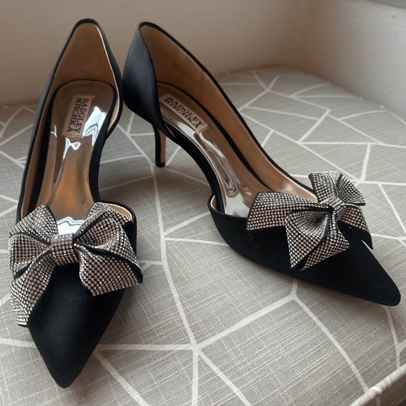 NWB Badgley Mischka black d’orsay Meilani bow heel - Picture 1 of 11